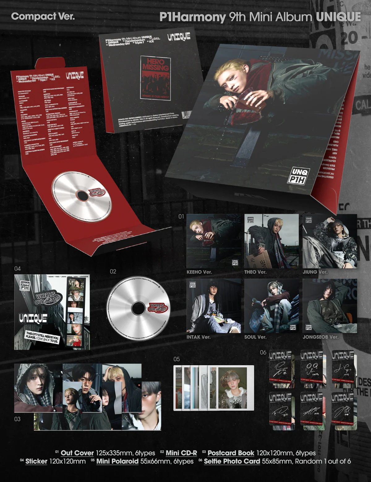 P1Harmony - 9th Mini Album UNIQUE [Compact Ver.] - Image 2