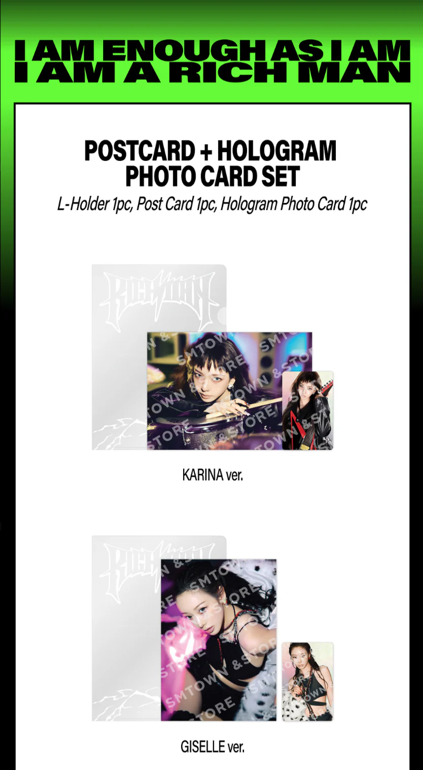 [PRE-ORDER] aespa WEEK Rich Man POP-UP Official MD - POSTCARD + HOLOGRAM PHOTO CARD SET - Image 3
