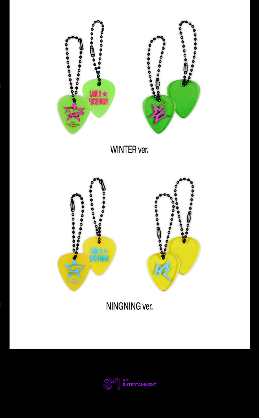 [PRE-ORDER] aespa WEEK Rich Man POP-UP Official MD - RANDOM GUITAR PICK KEYRING - Image 4