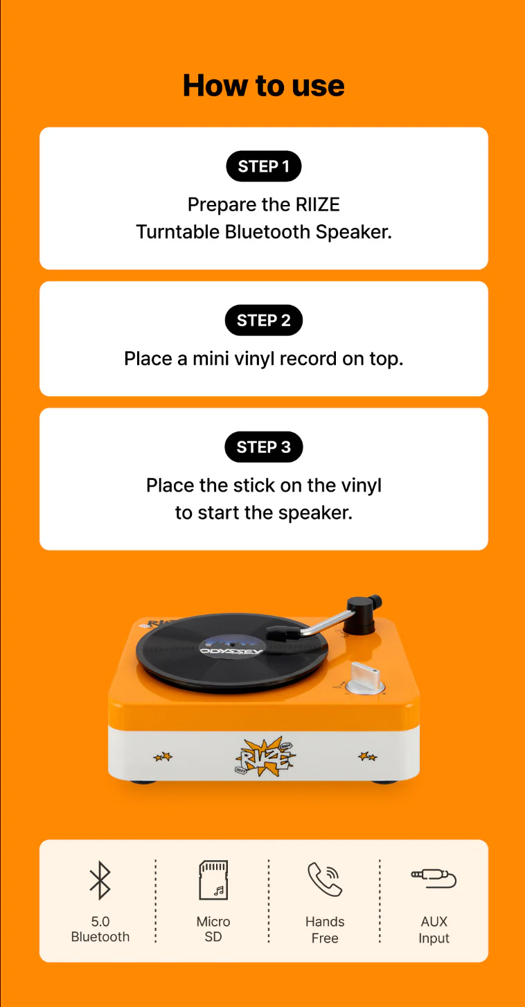 [PRE-ORDER] RIIZE 2ND ANNIVERSARY Official Merch MD - TURNTABLE BLUETOOTH SPEAKER SET - Image 6
