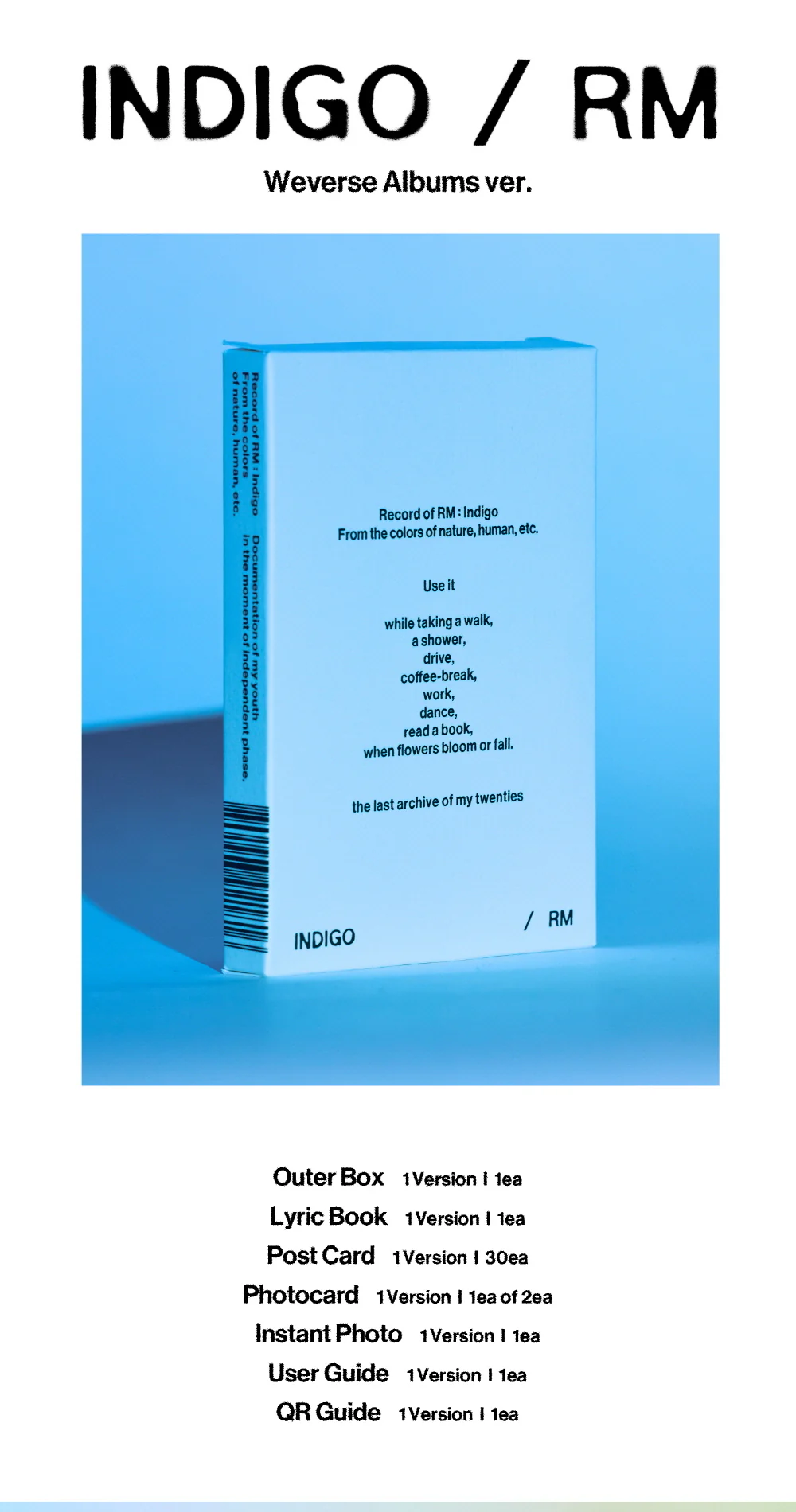 RM BTS - Indigo [Postcard Edition] Weverse Albums ver. - Image 2