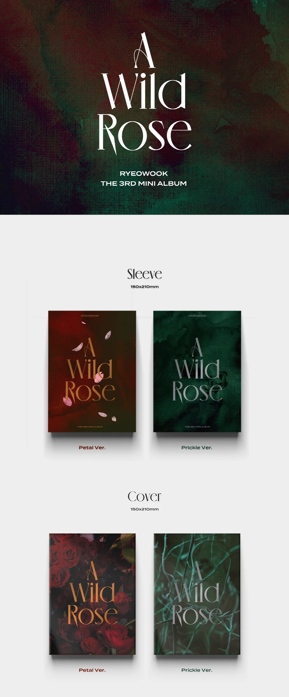 RYEOWOOK Super Junior - A Wild Rose (3rd Mini) Album+Extra Photocards Set - Image 2