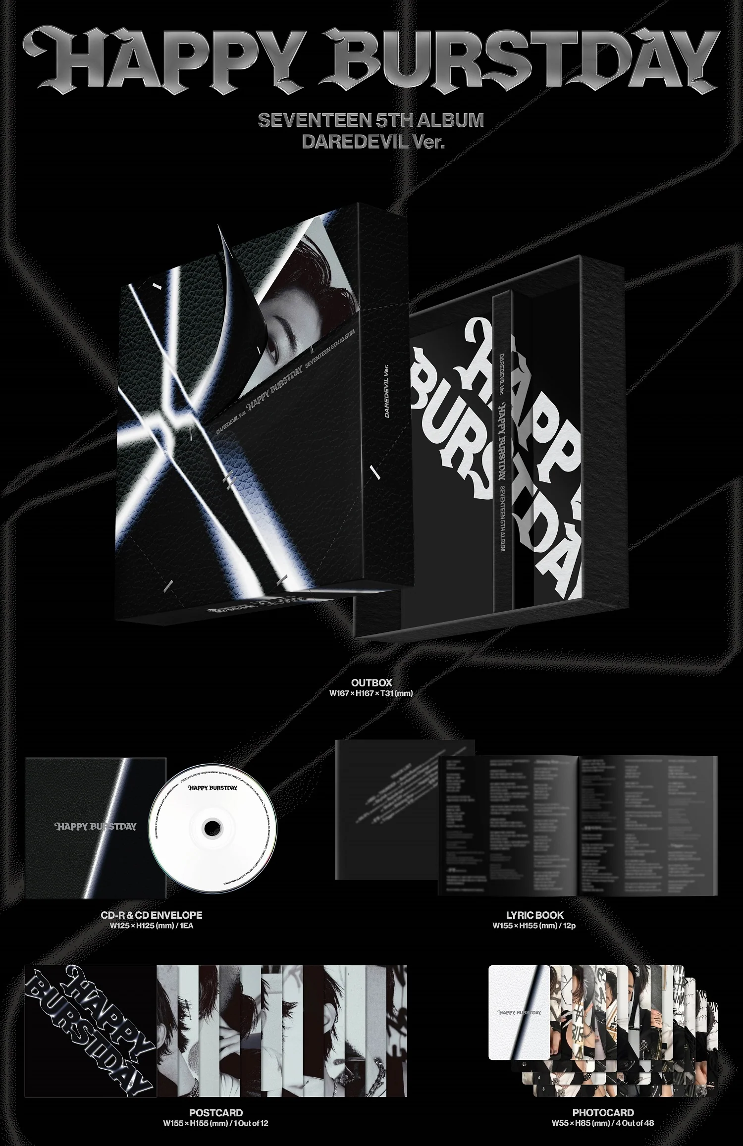 SEVENTEEN - HAPPY BURSTDAY [DAREDEVIL Ver.] 5th Album - Image 2