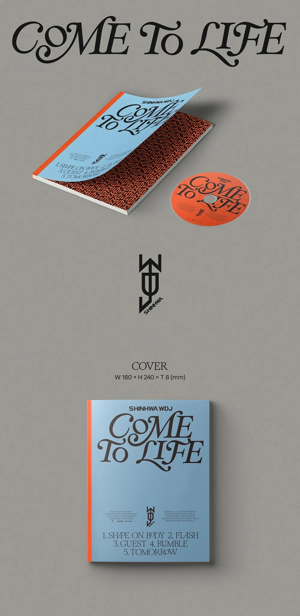 SHINHWA WDJ - 1st Mini Album Come To Life CD - Image 2