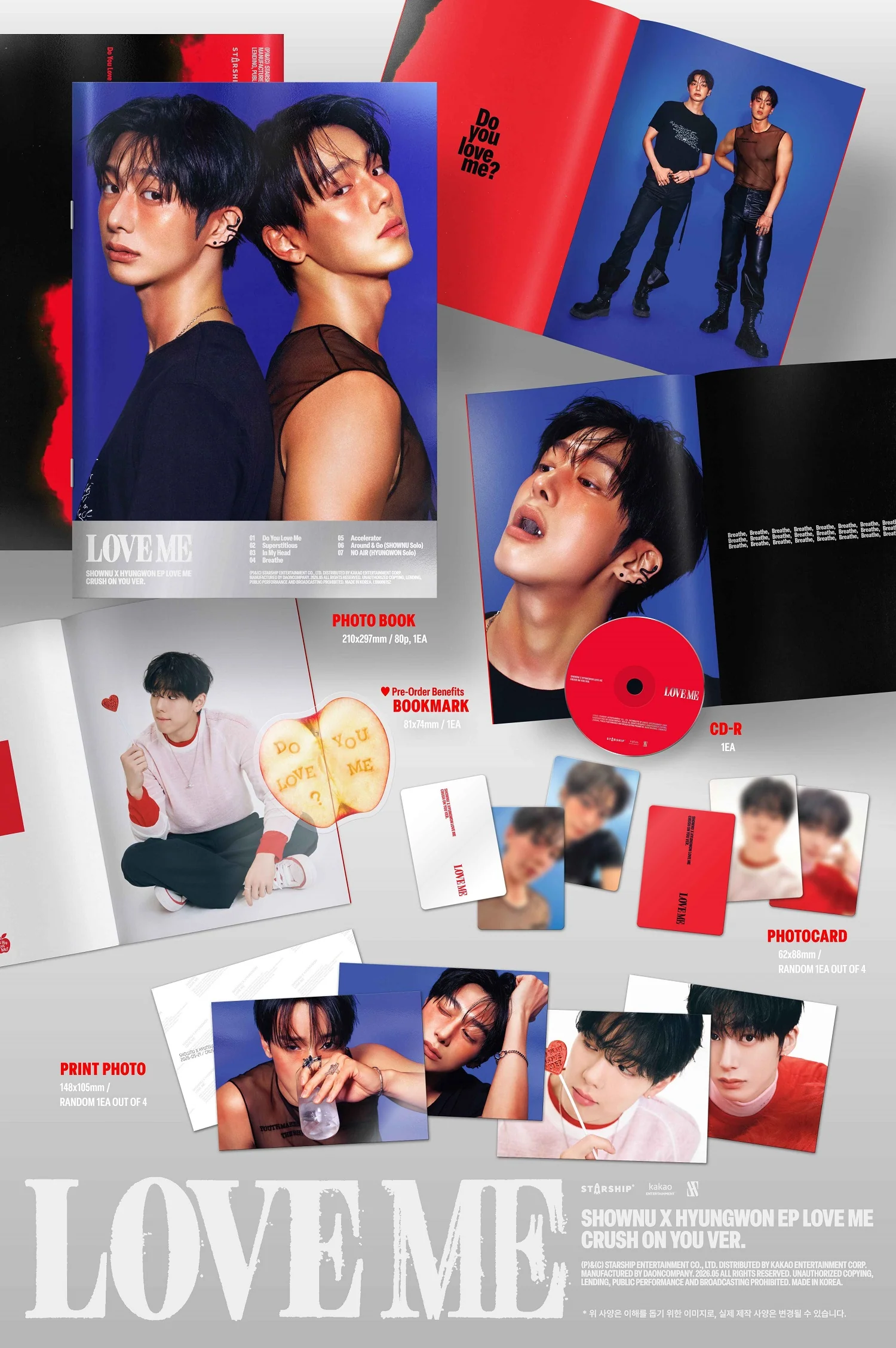 Shownu X Hyungwon - Love Me Crush On You version CD+Pre-Order Gift - Image 2
