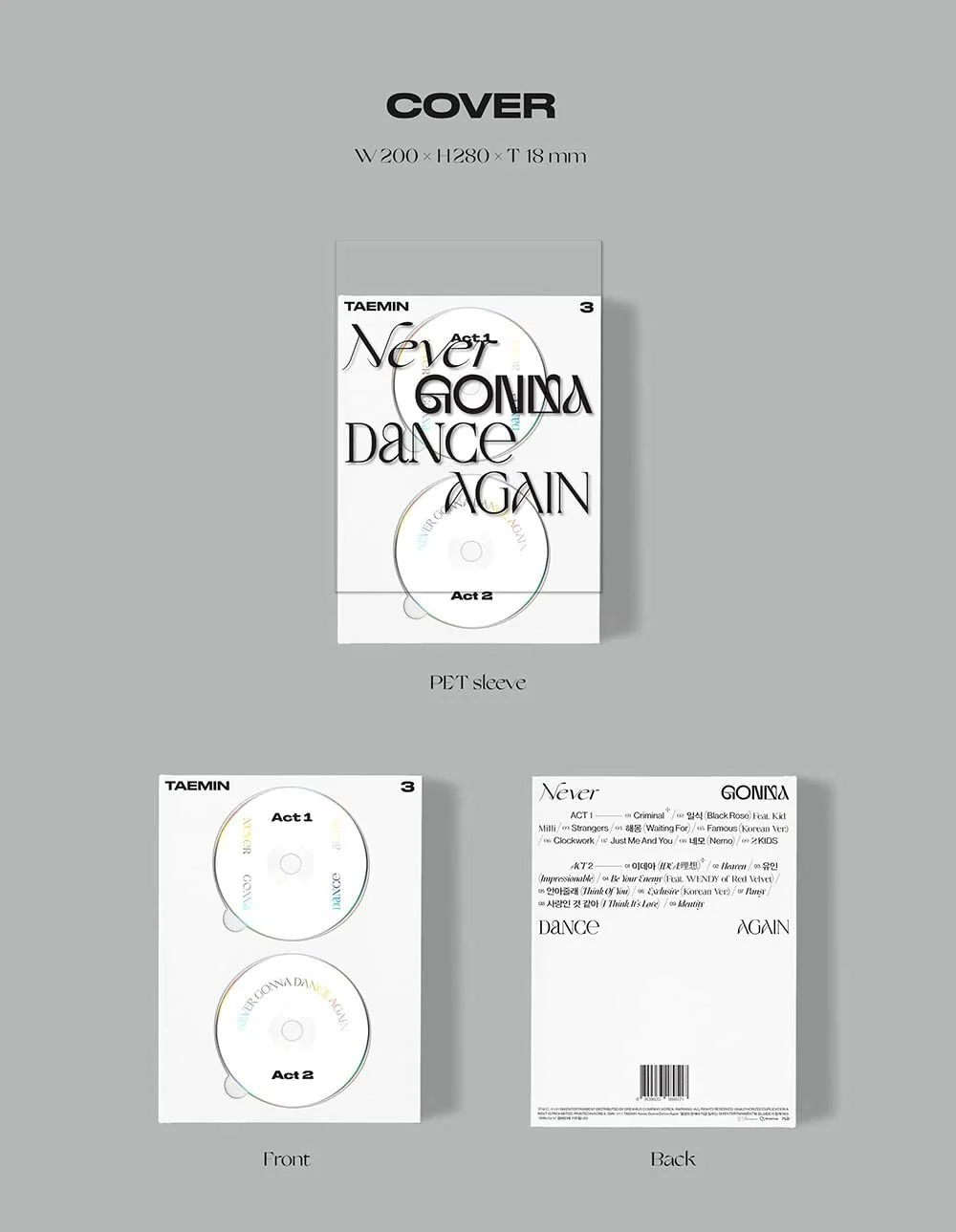 TAEMIN SHINee - NEVER GONNA DANCE AGAIN Extended Album+Extra Photocards Set - Image 3