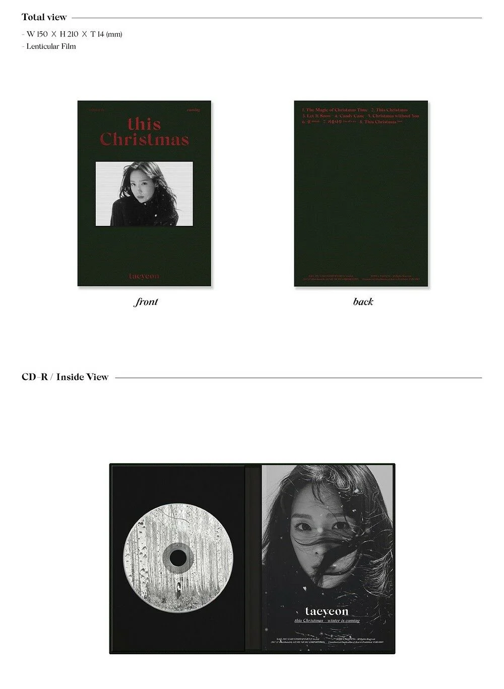 TAEYEON - This Christmas - Winter is Coming CD+Photobook - Image 3