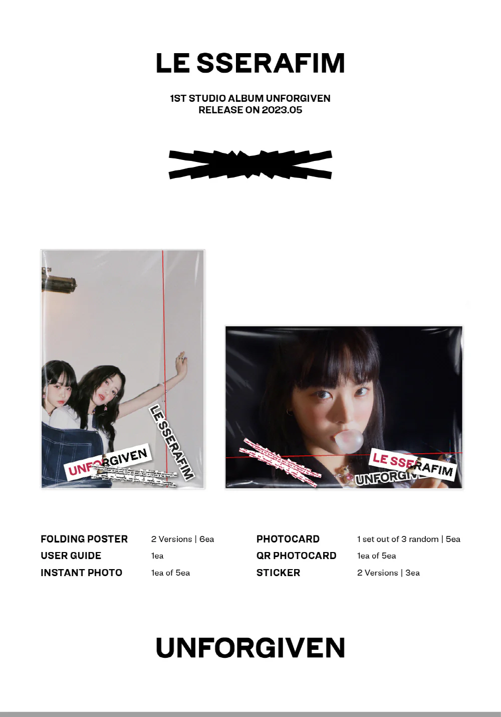 LE SSERAFIM - 1st Studio ALBUM UNFORGIVEN [WEVERSE ALBUMs ver.] - Image 2