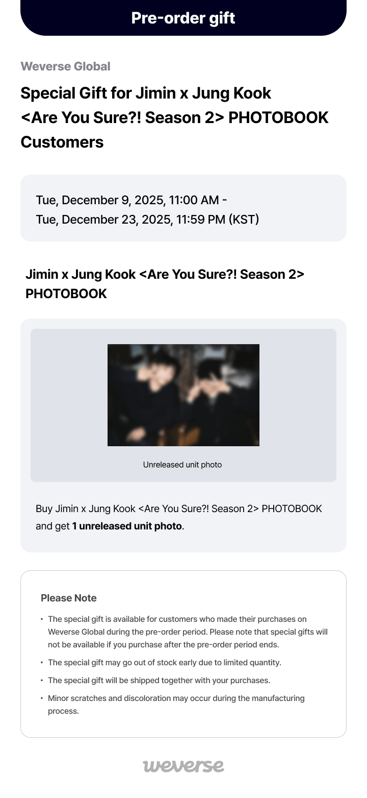 [WEVERSE EXCLUSIVE POB] Jimin x Jung Kook - Are You Sure?! Season2 PHOTOBOOK - Image 7