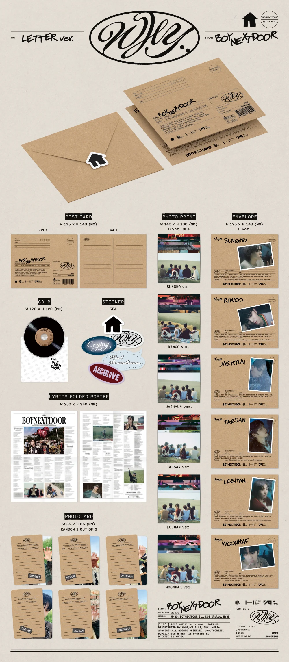 [WEVERSE POB] BOYNEXTDOOR - 1st EP WHY Letter ver. CD+Pre-Order Benefit - Image 2