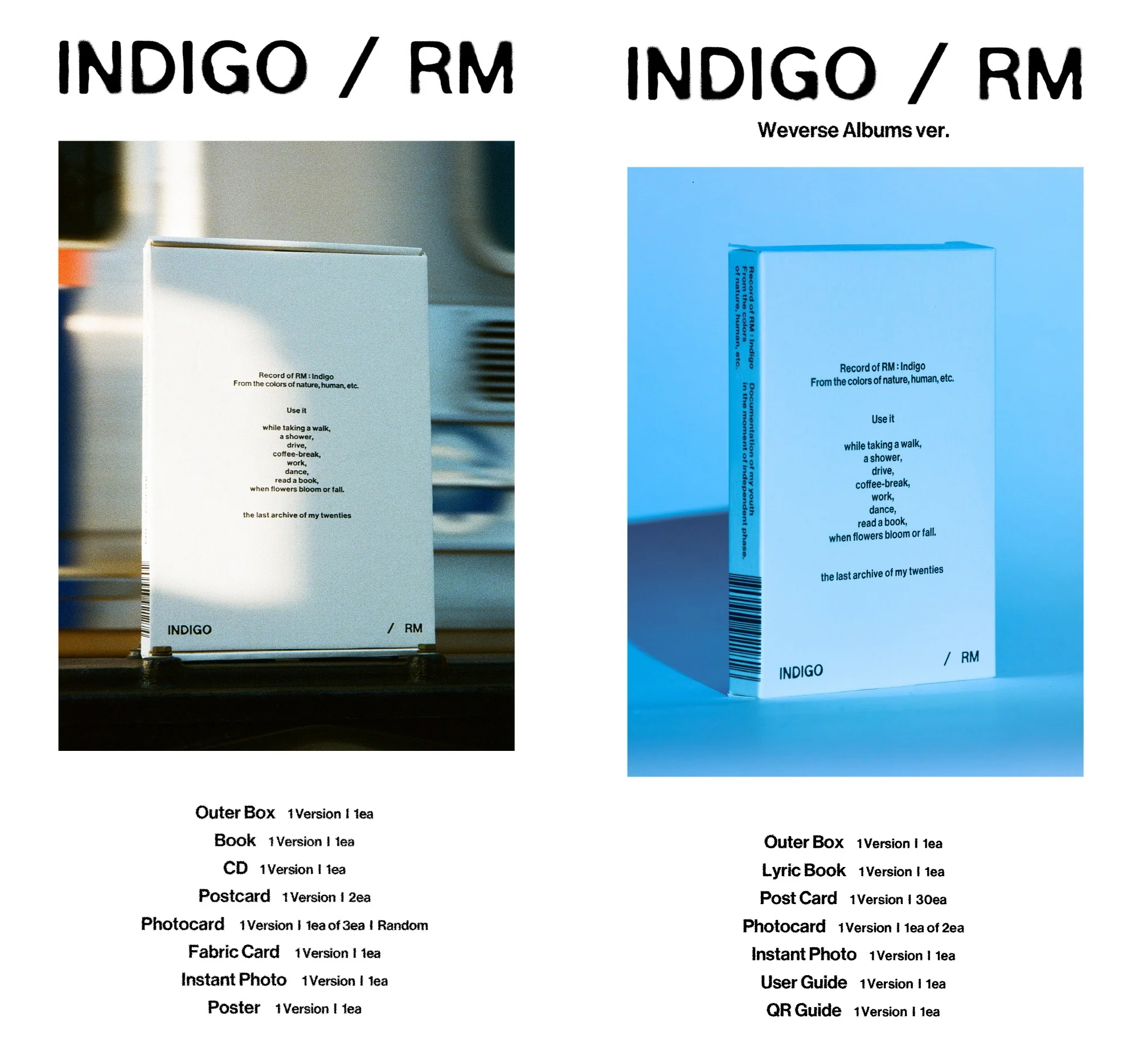 [WEVERSE POB] RM (BTS) - Indigo [Book+Postcard Editon SET] CD+Pre-Order Benefit - Image 2
