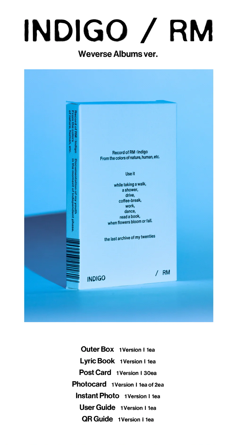 [WEVERSE POB] RM (BTS) - Indigo (Postcard Edition) [Weverse Albums ver.] + Pre-Order Benefit - Image 2