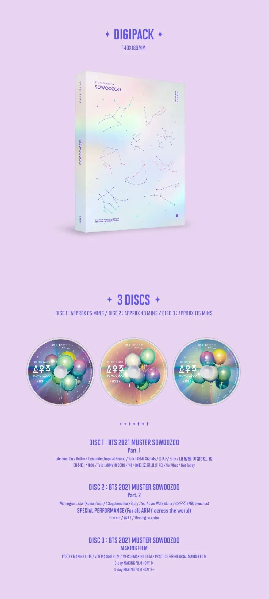 [WEVERSE 3rd PREORDER JULY 20] BTS - 2021 MUSTER SOWOOZOO BLU-RAY+Extra Photocards Set - Image 4