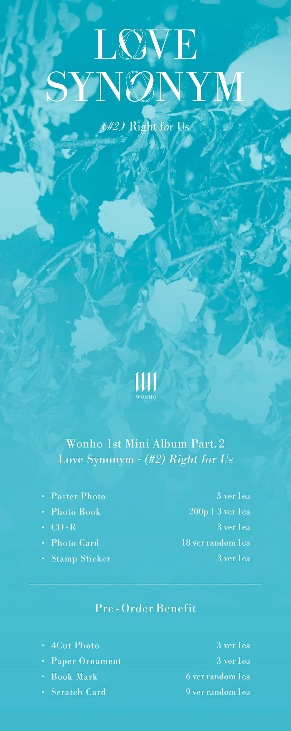 WONHO - Love Synonym #2 : Right for Us (1st Mini Part.2) Album+Pre-Order Benefit - Image 2