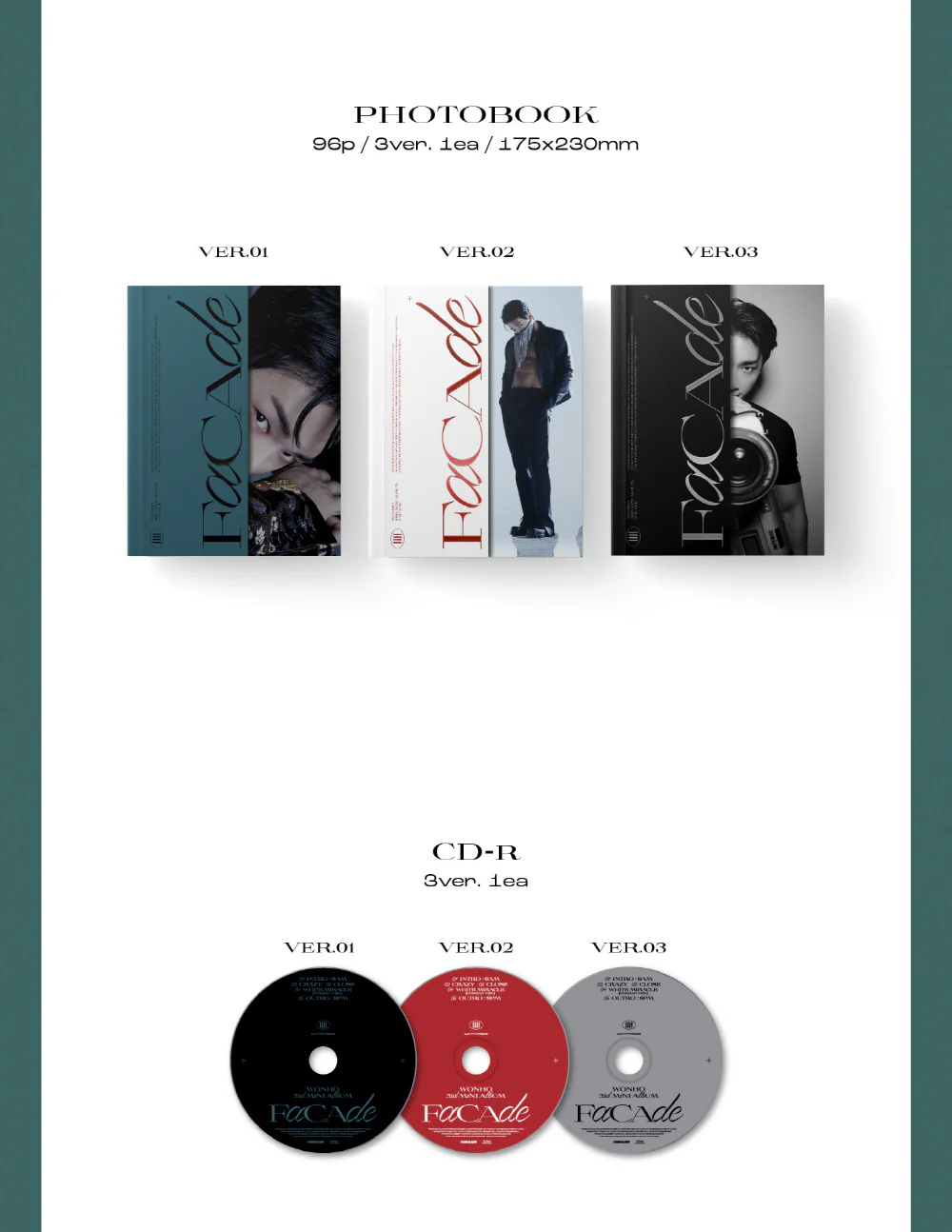 WONHO MONSTA X - 3rd Mini Album FACADE CD - Image 3