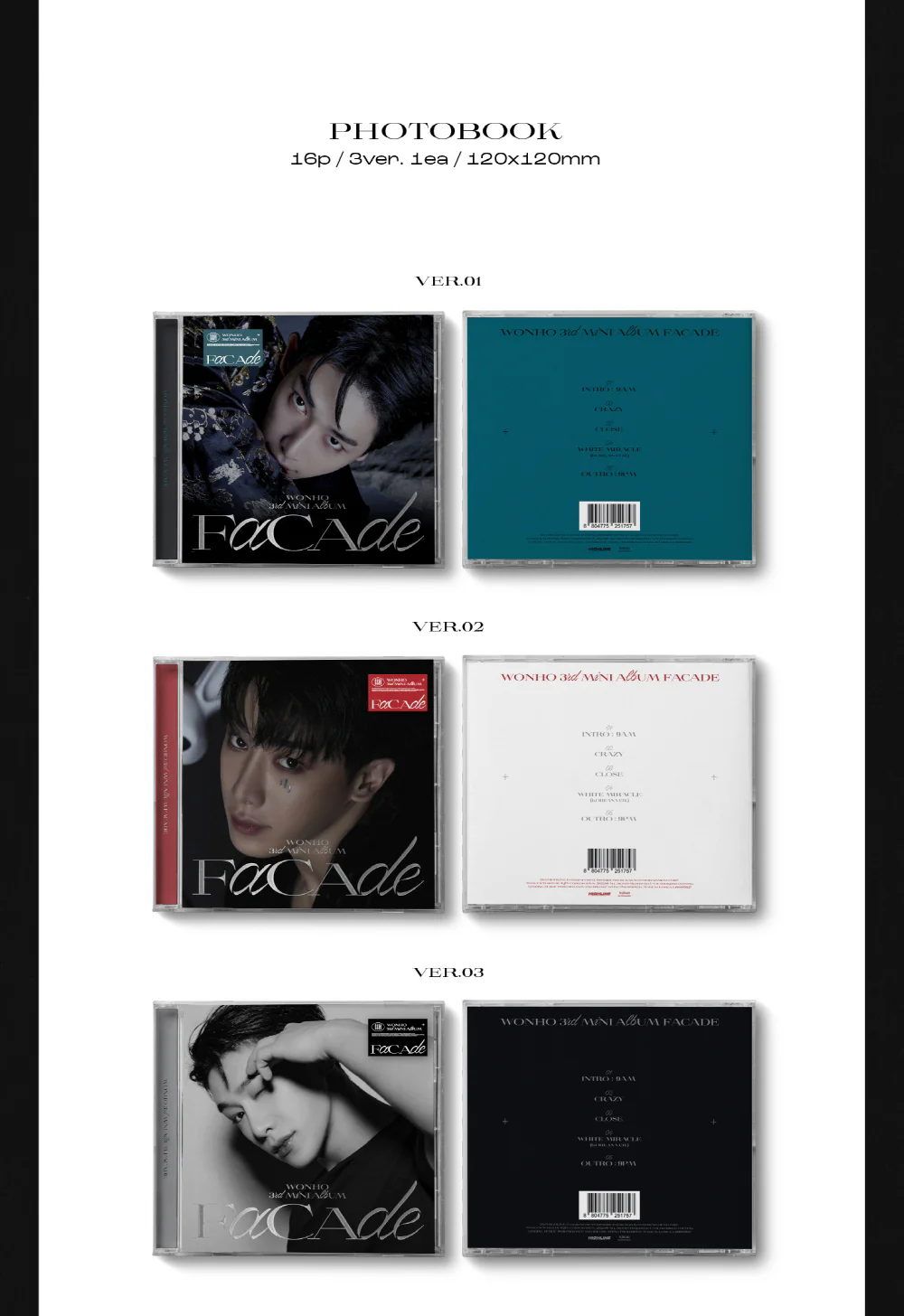 WONHO MONSTA X - 3rd Mini Album FACADE [Jewel ver.] - Image 3