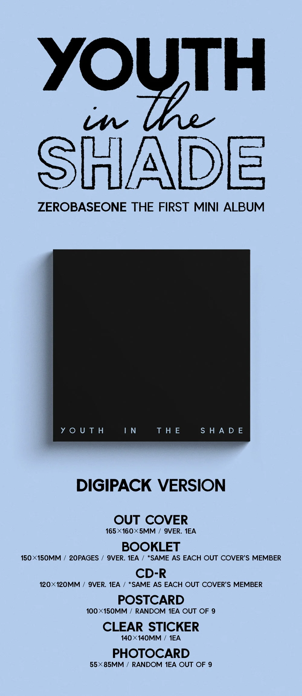 ZEROBASEONE - 1st Mini Album YOUTH IN THE SHADE Digipack version CD - Image 2